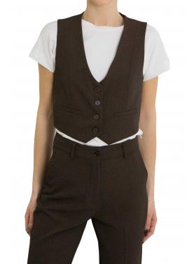 Gilet cropped con bottoni e tasche frontali Please